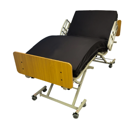 Tr&ouml;st homecare hospital bed with side rails, available to rent or buy refurbished from Help Mobility
